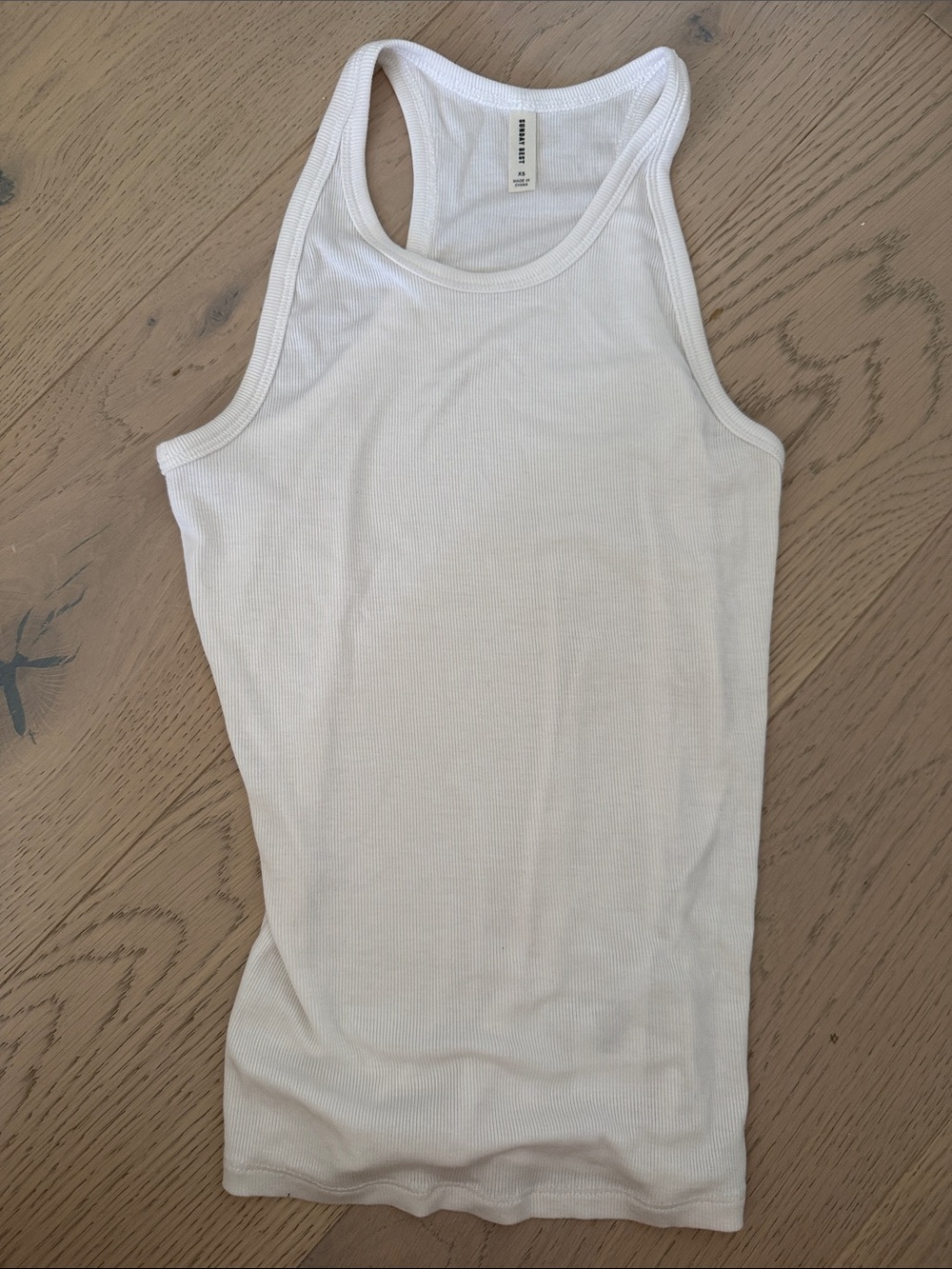 Aritzia White Ribbed Racerback Tank